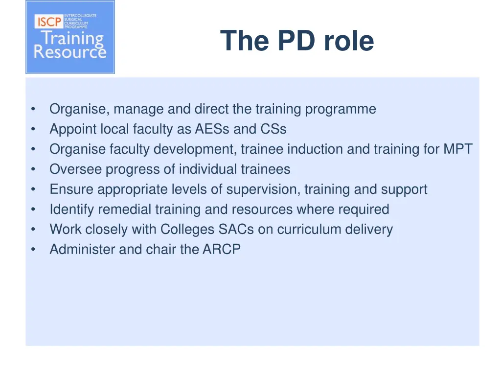 the pd role
