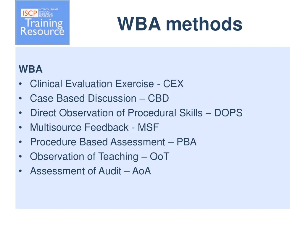wba methods