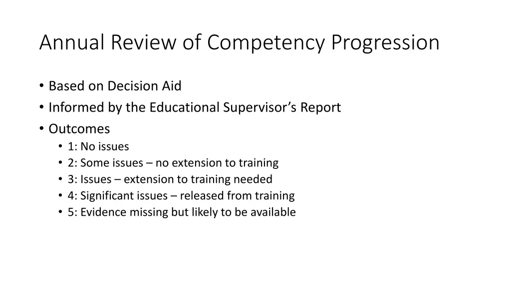 annual review of competency progression