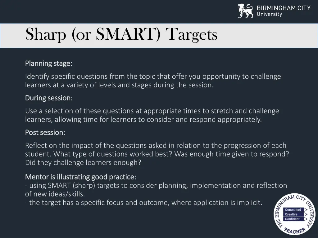 sharp or smart targets