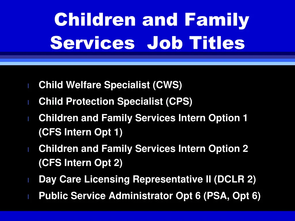 children and family services job titles
