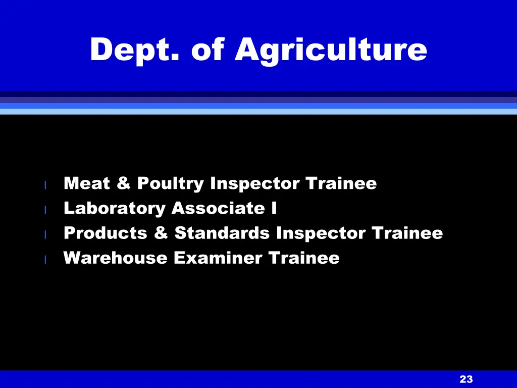 dept of agriculture