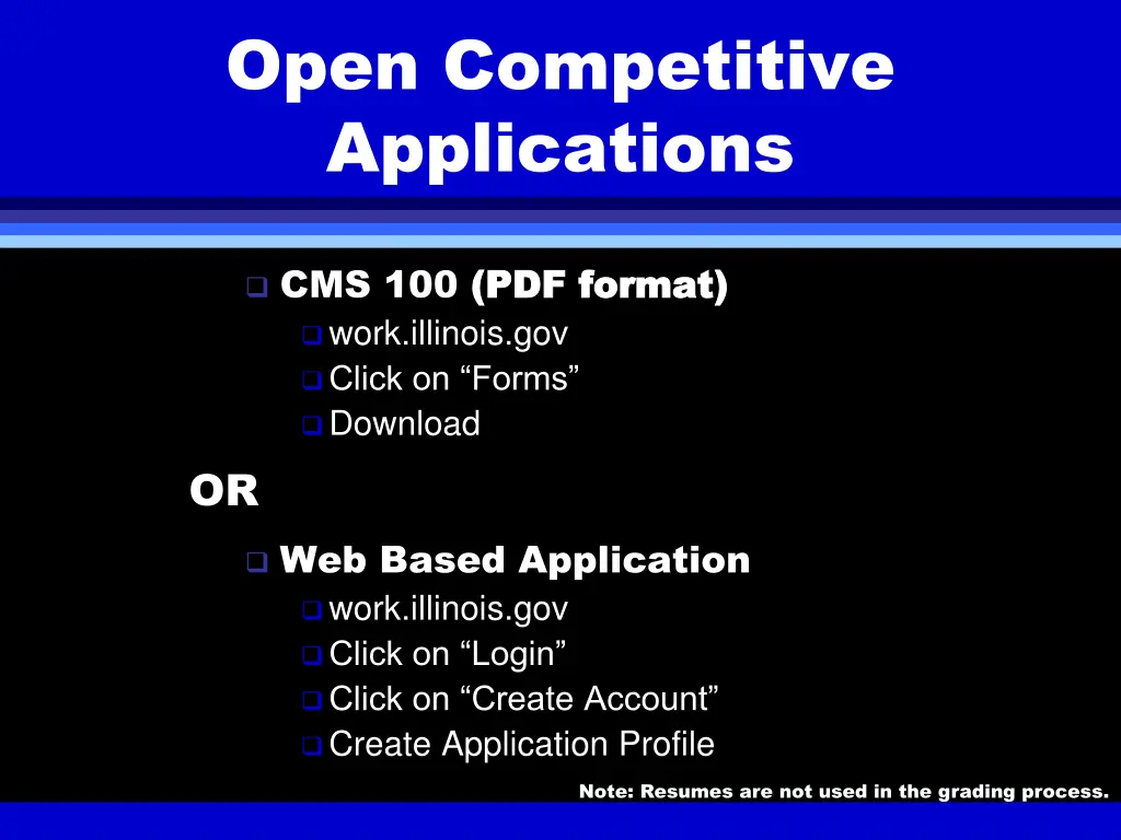 open competitive applications