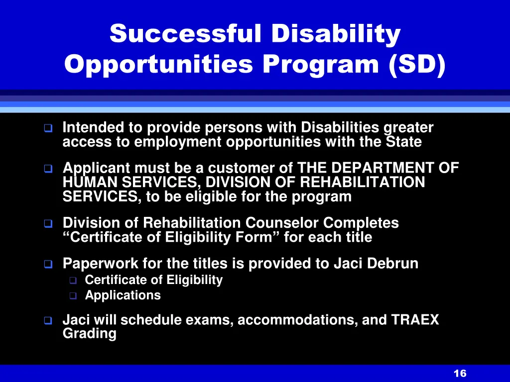 successful disability opportunities program sd