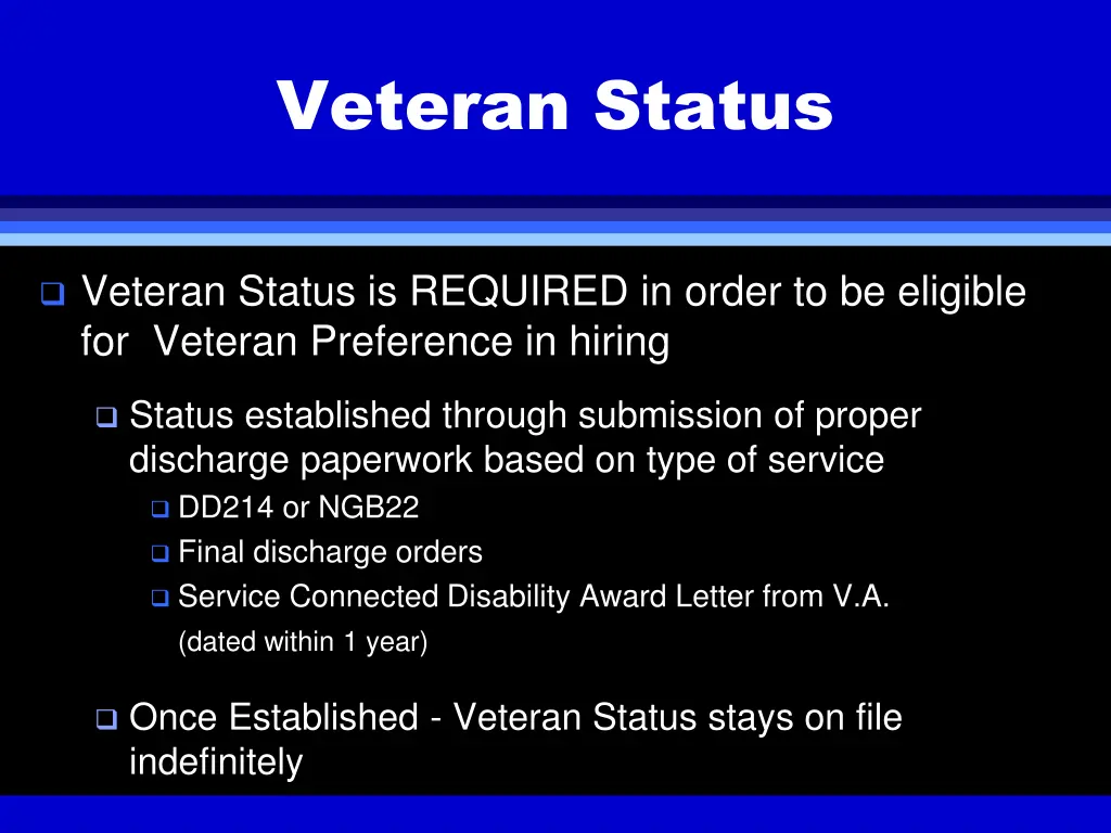 veteran status