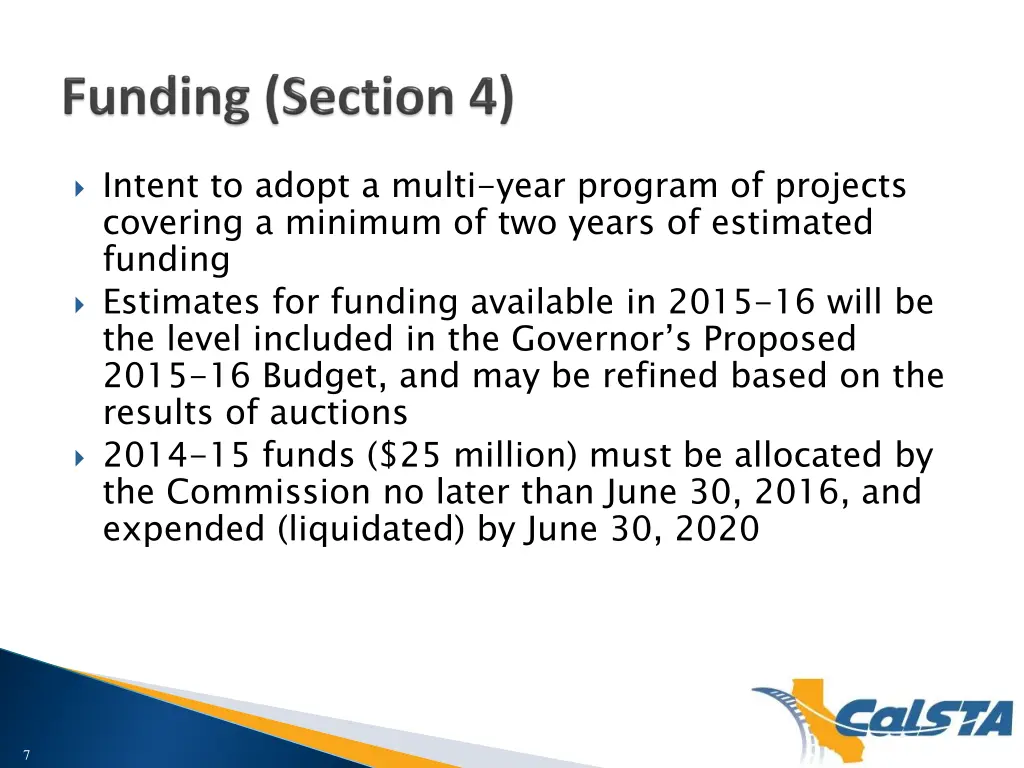 intent to adopt a multi year program of projects