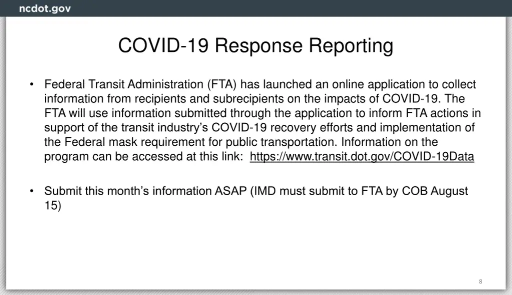 covid 19 response reporting