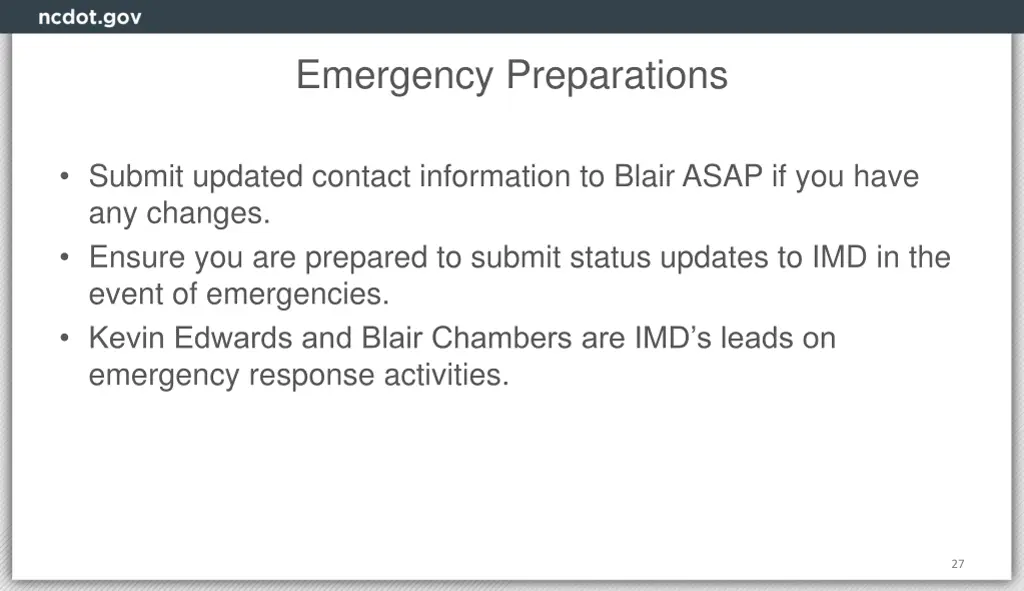 emergency preparations