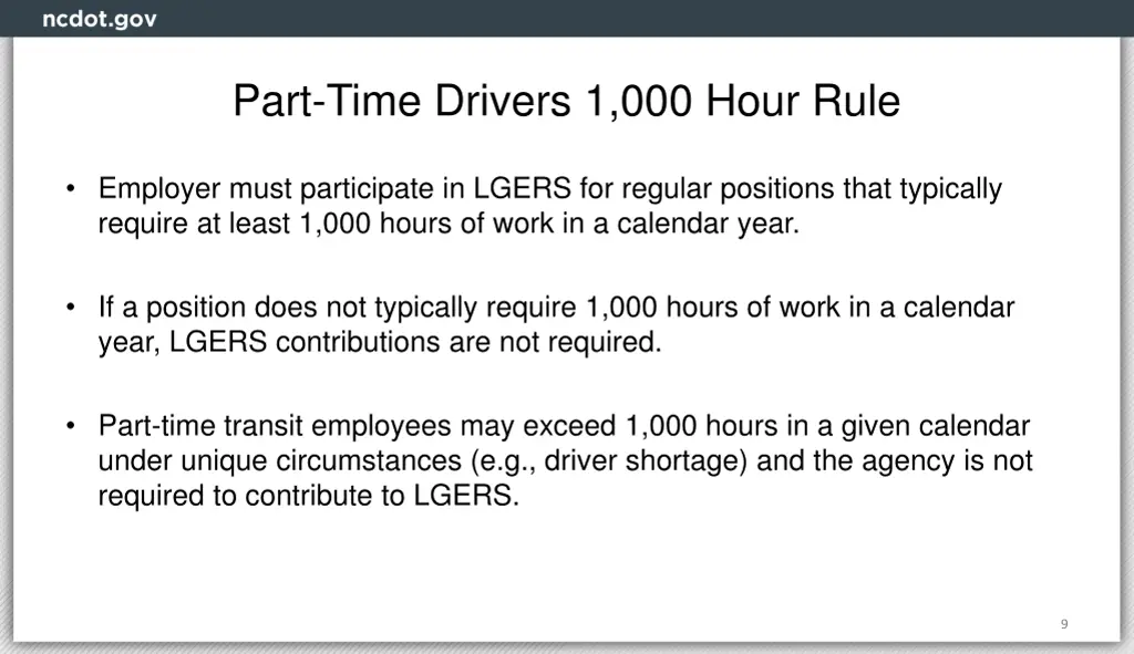 part time drivers 1 000 hour rule