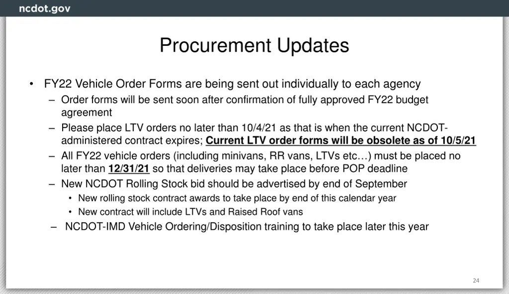 procurement updates