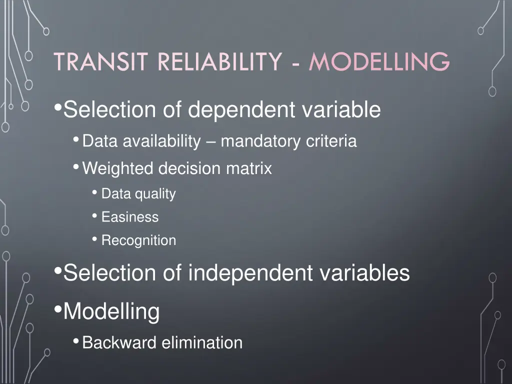 transit reliability modelling