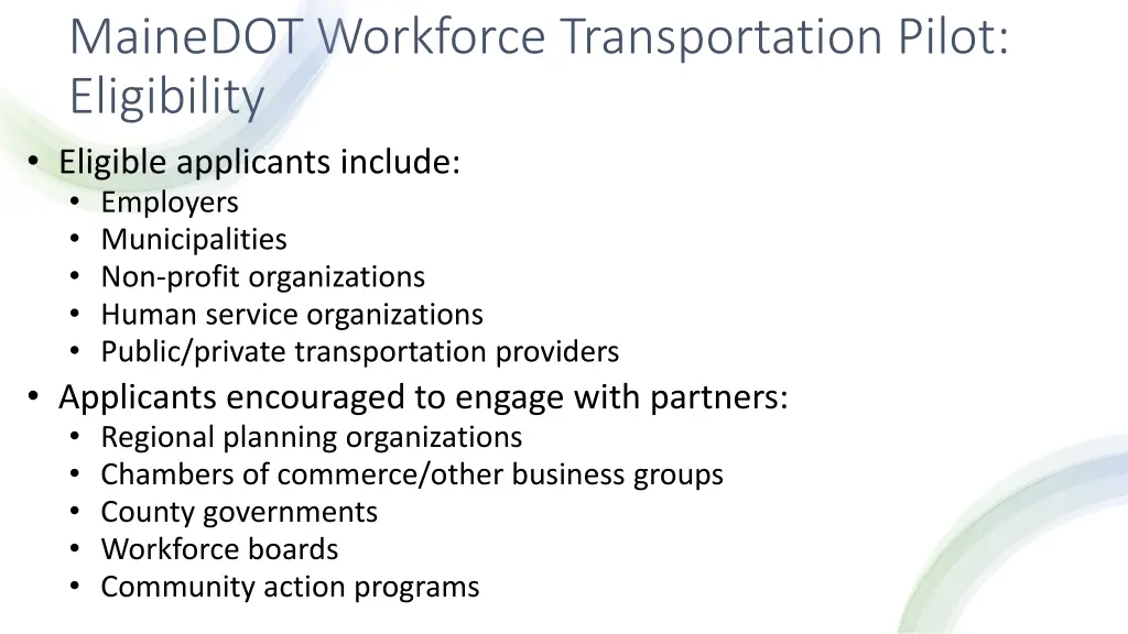 mainedot workforce transportation pilot 1