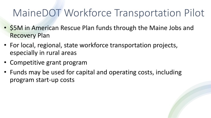 mainedot workforce transportation pilot