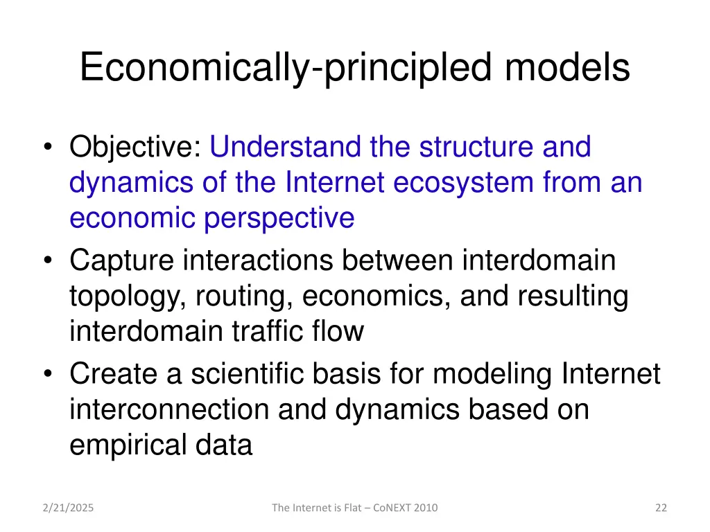 economically principled models