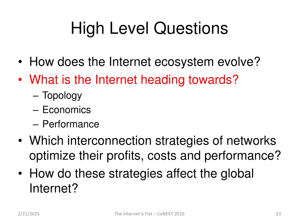 high level questions