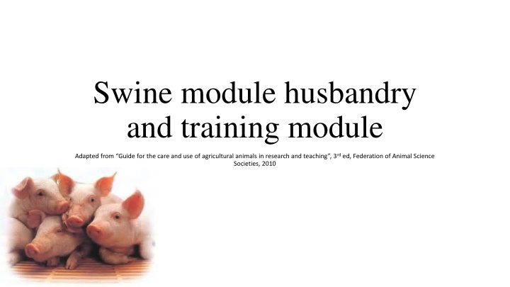 swine module husbandry and training module