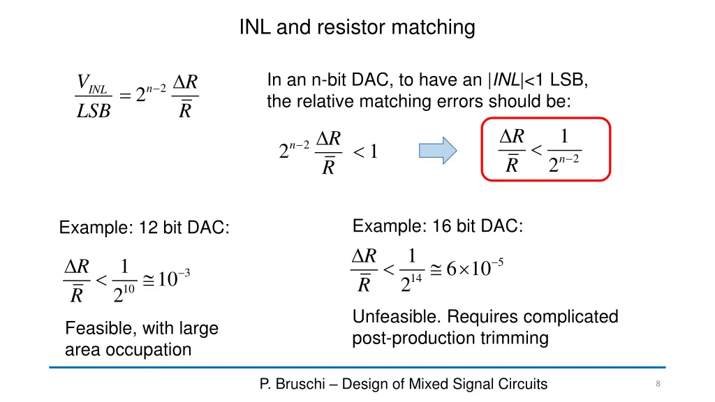 inl and resistor matching