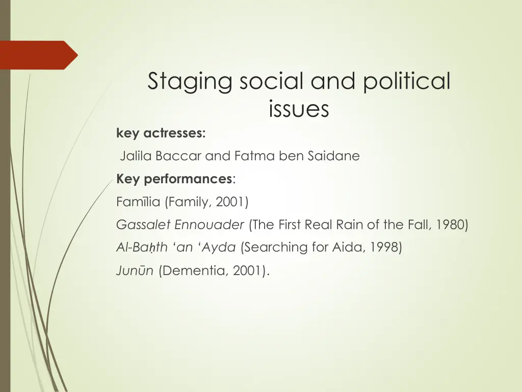 staging social and political issues key actresses