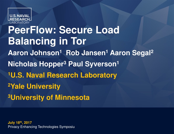 peerflow secure load balancing in tor aaron