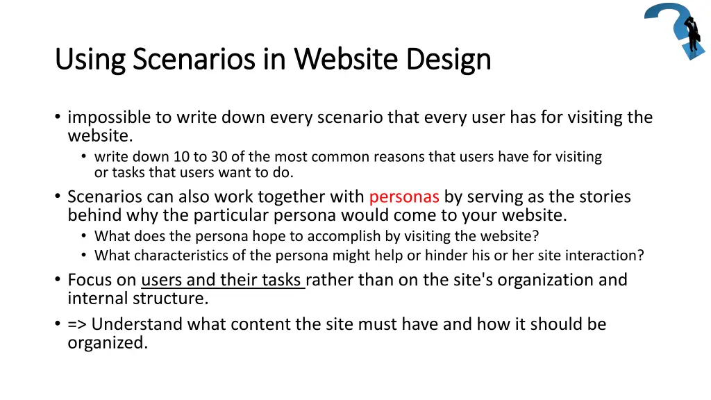 using scenarios in website using scenarios