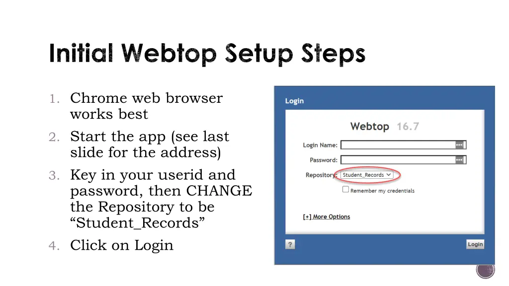 initial webtop setup steps