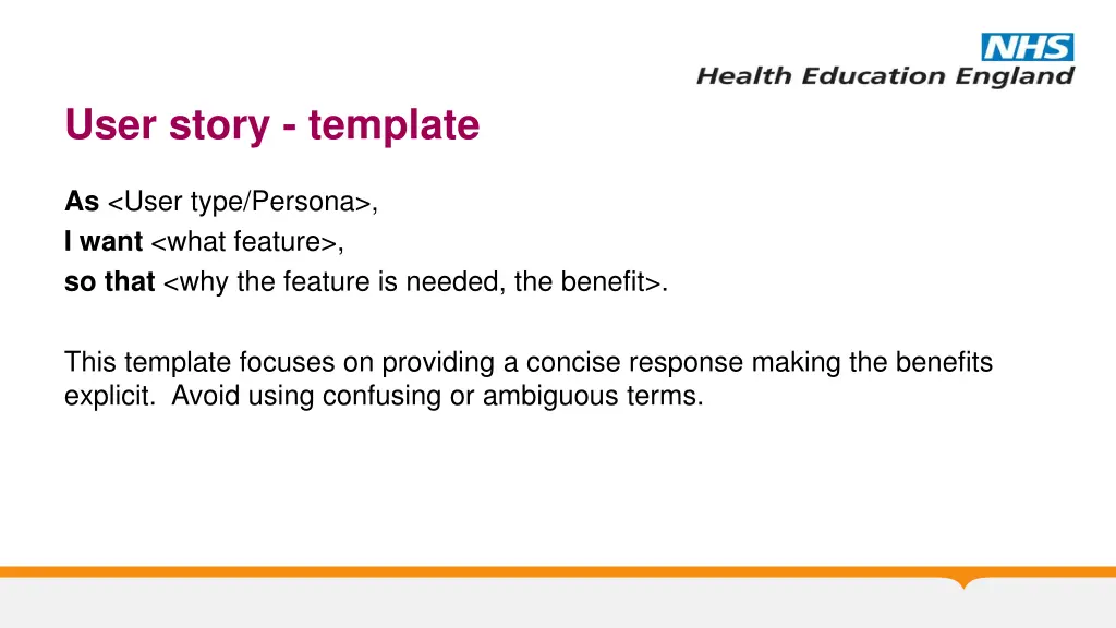user story template