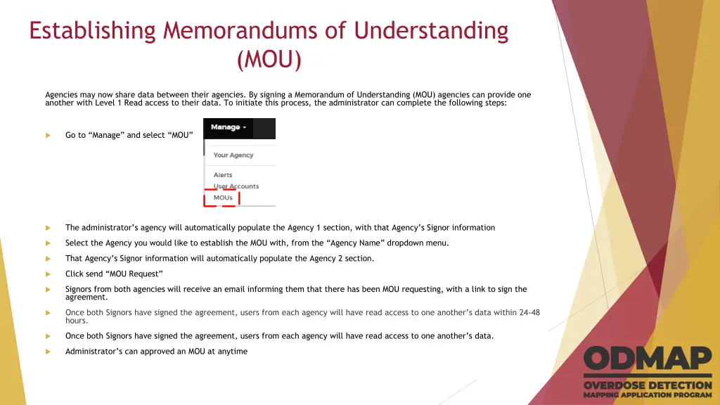 establishing memorandums of understanding mou