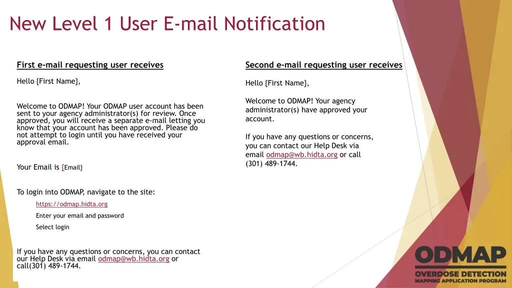 new level 1 user e mail notification