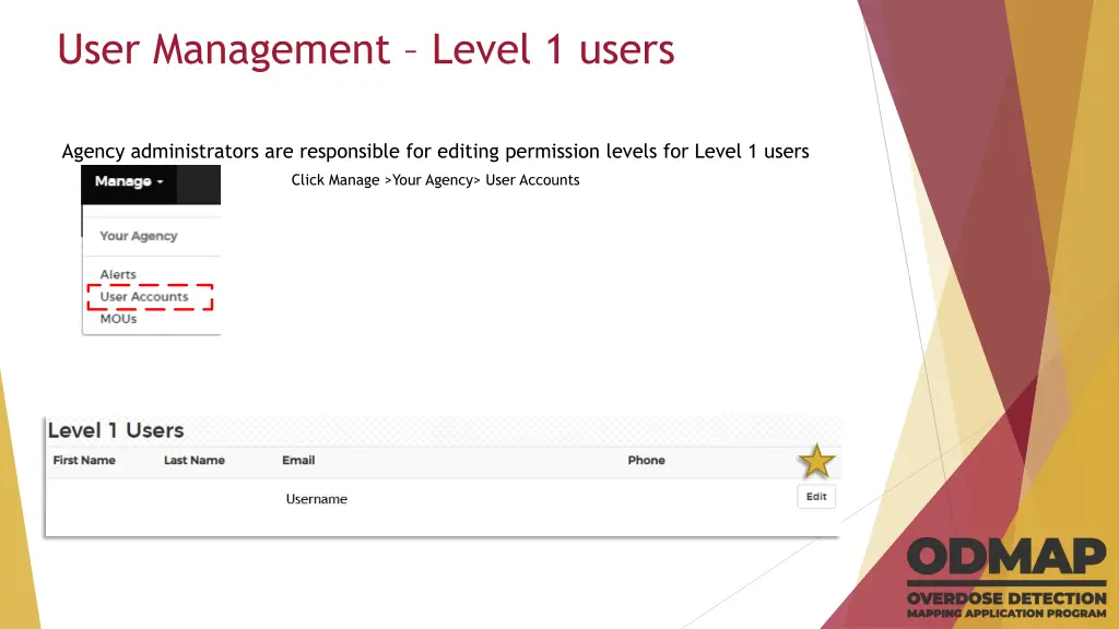 user management level 1 users