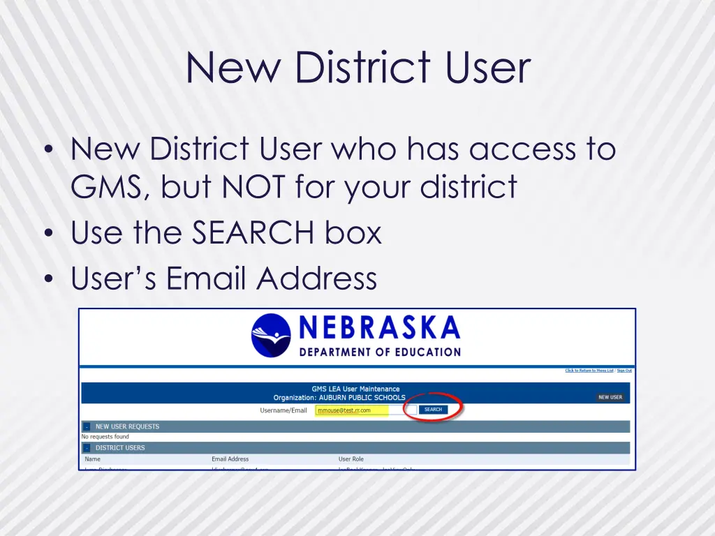 new district user