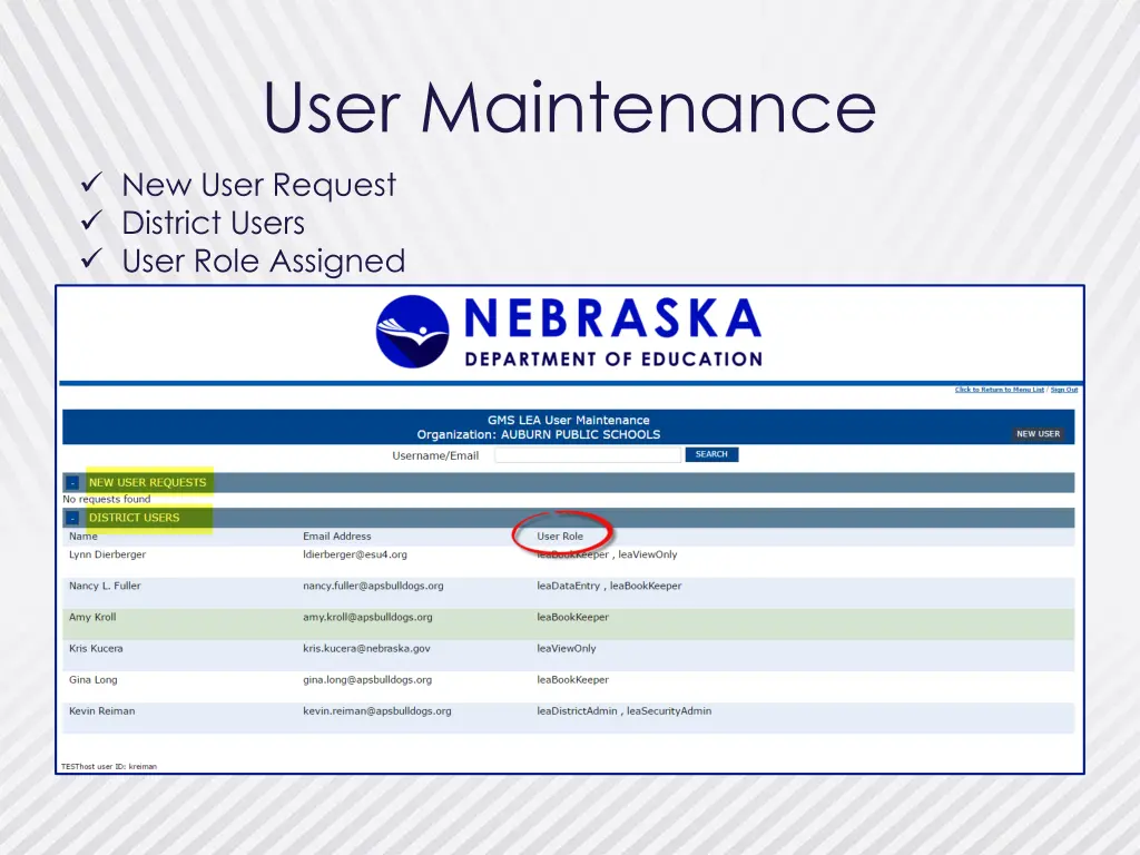 user maintenance