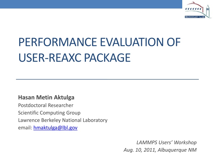 performance evaluation of user reaxc package