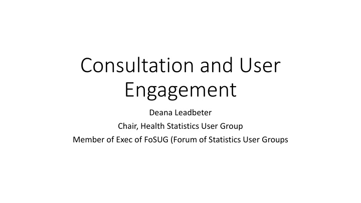 consultation and user engagement