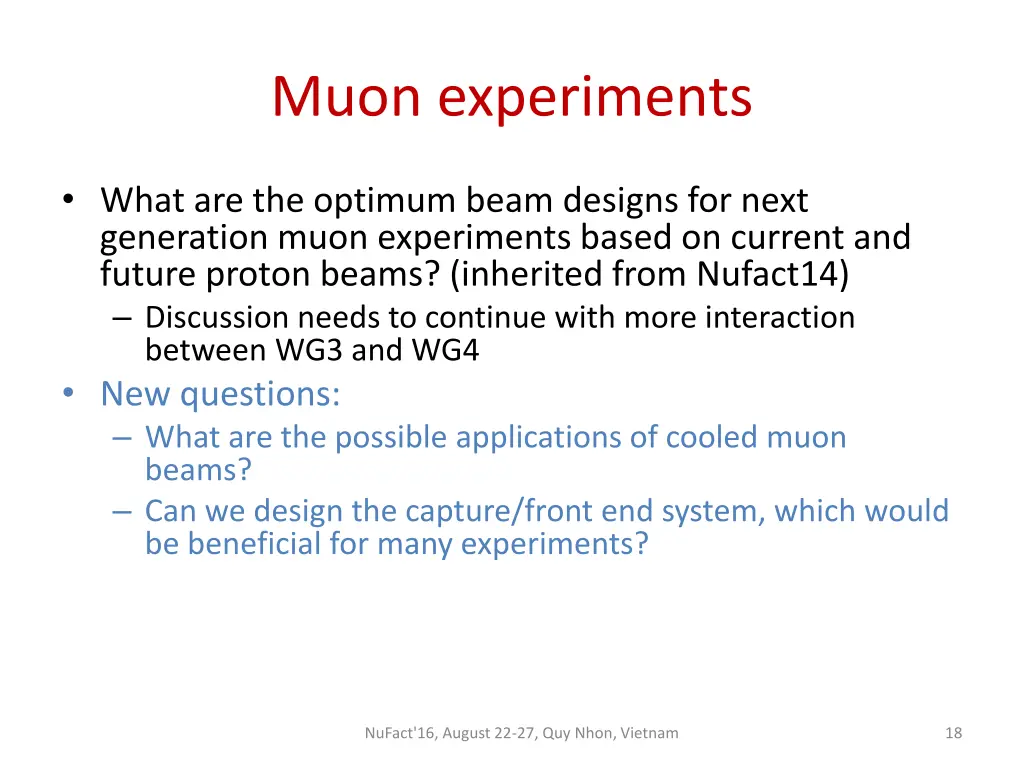 muon experiments