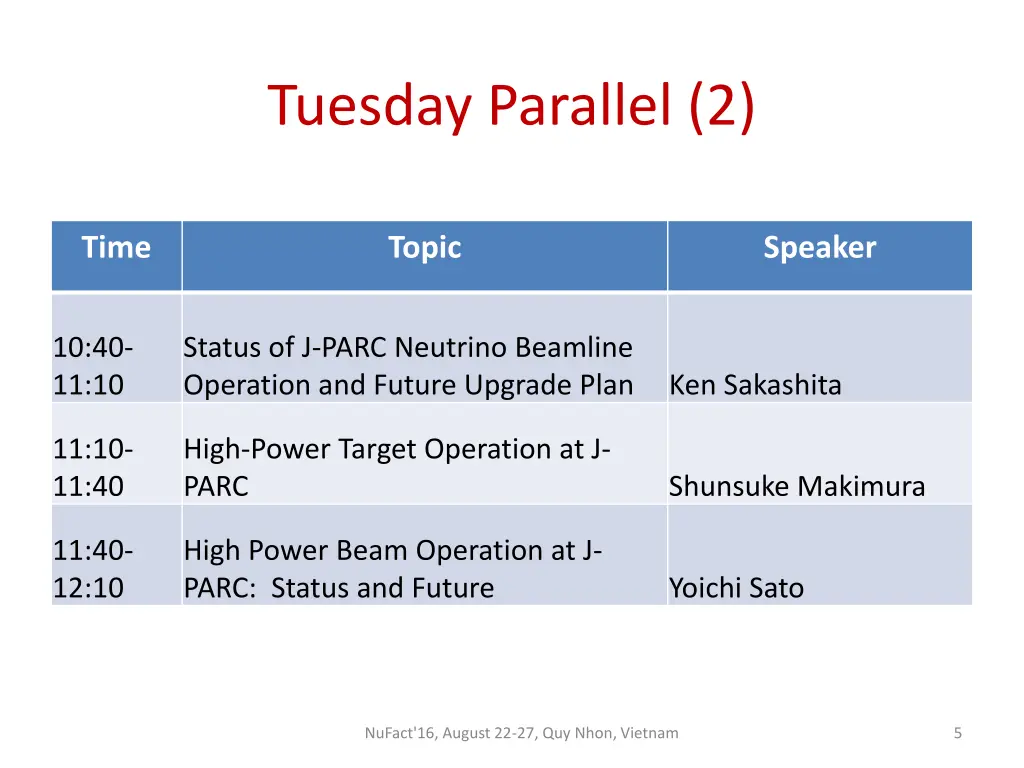 tuesday parallel 2