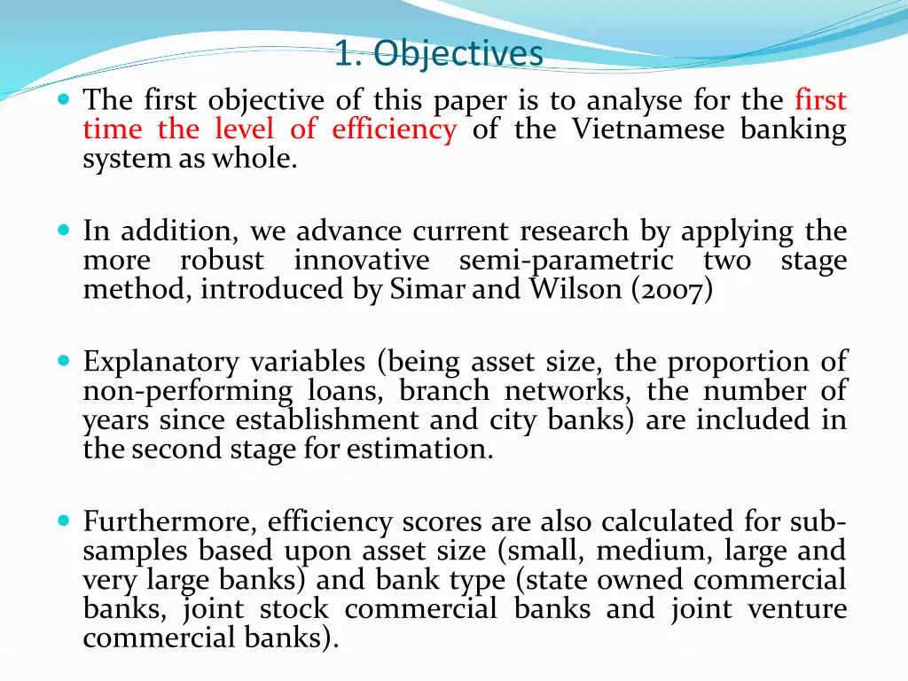 1 objectives