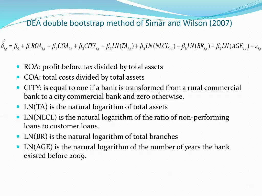dea double bootstrap method of simar and wilson 1
