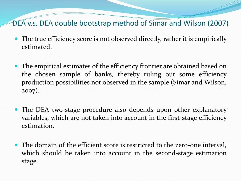 dea v s dea double bootstrap method of simar