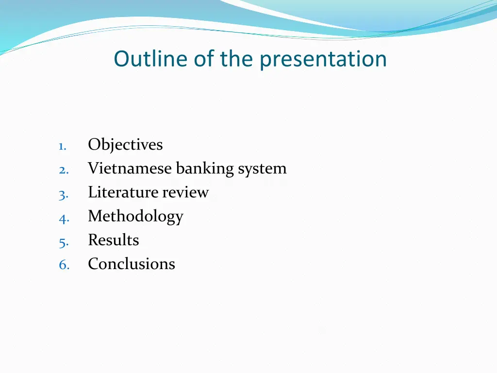outline of the presentation