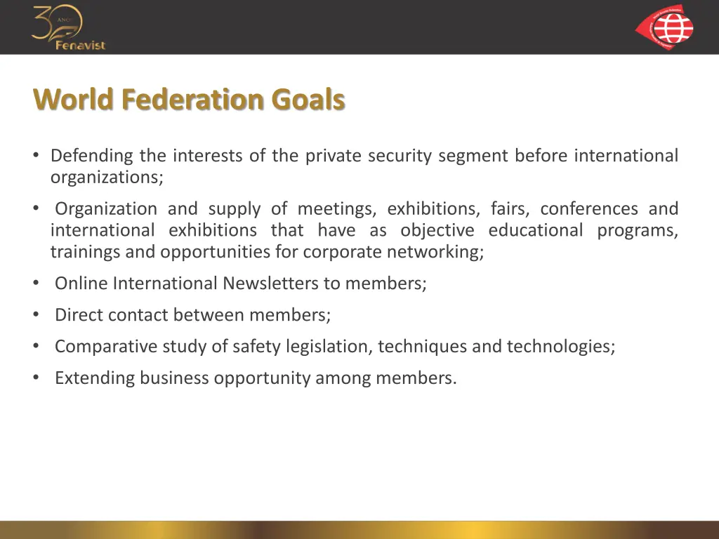 world federation goals