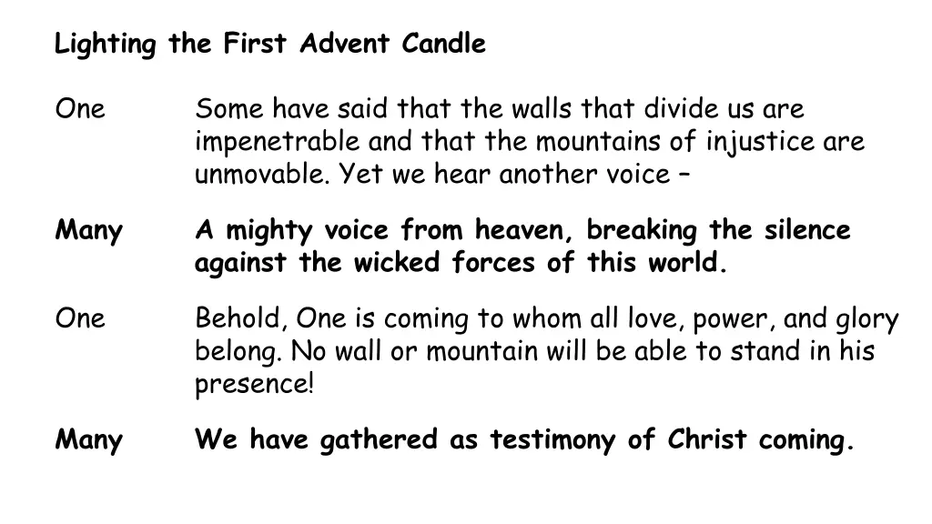 lighting the first advent candle