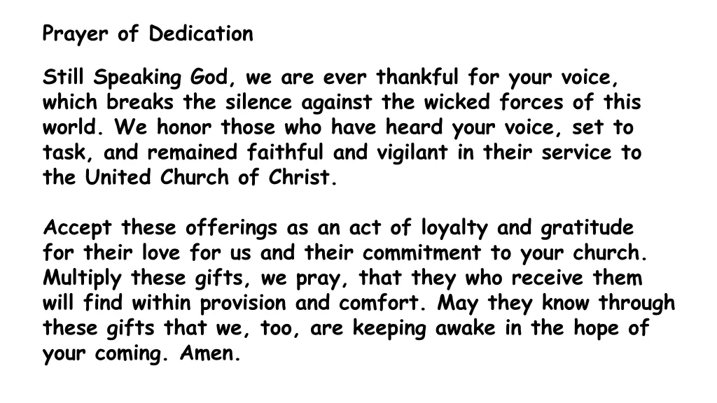 prayer of dedication