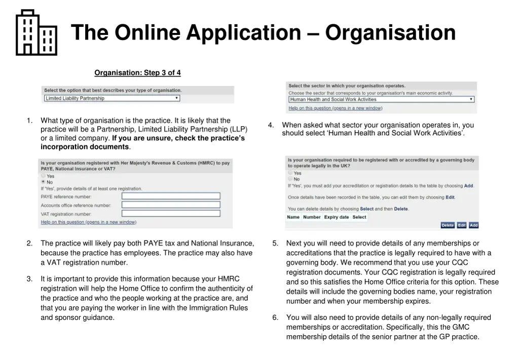 the online application organisation