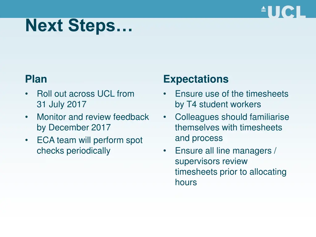next steps