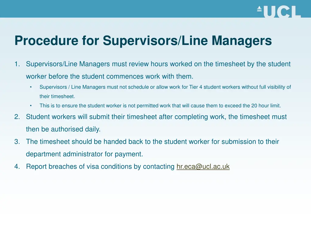 procedure for supervisors line managers
