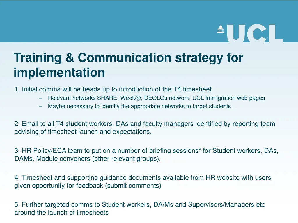 training communication strategy for implementation