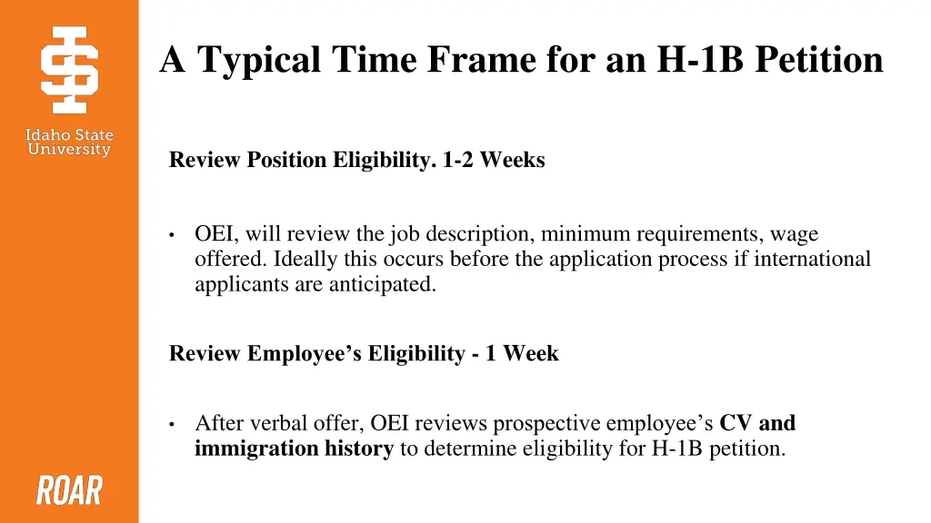 a typical time frame for an h 1b petition