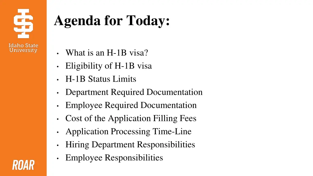 agenda for today