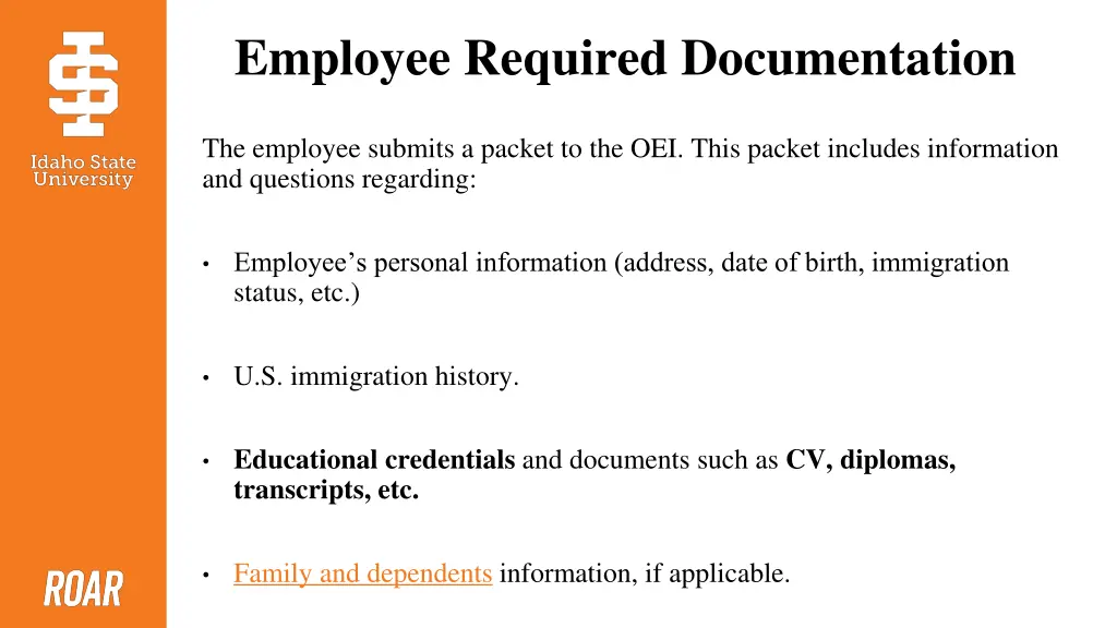 employee required documentation