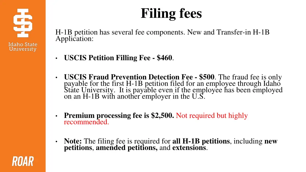 filing fees
